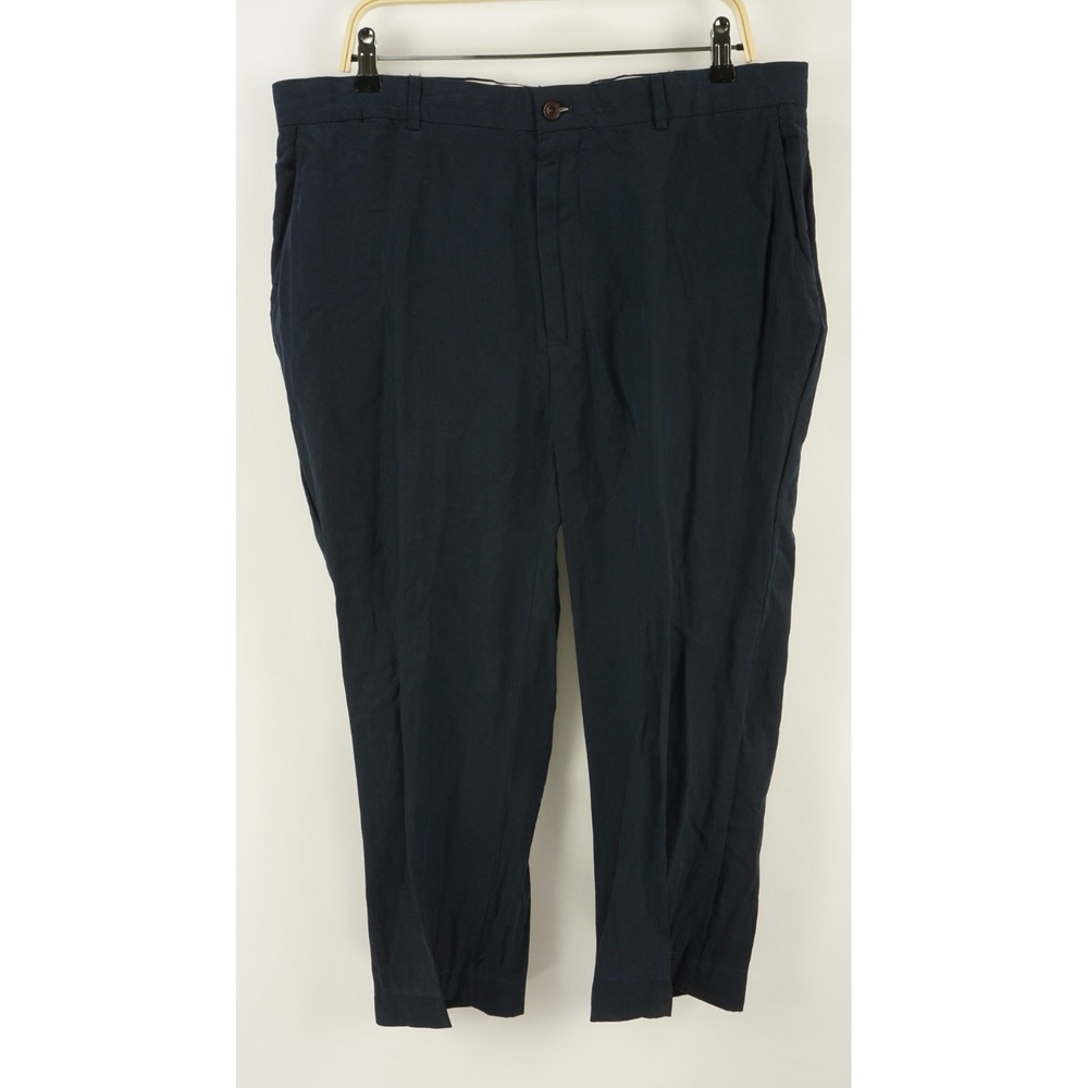 Vintage Polo Ralph Lauren Linen & Silk Flat‎ Pants Men's 38 x 23 Blue Woven